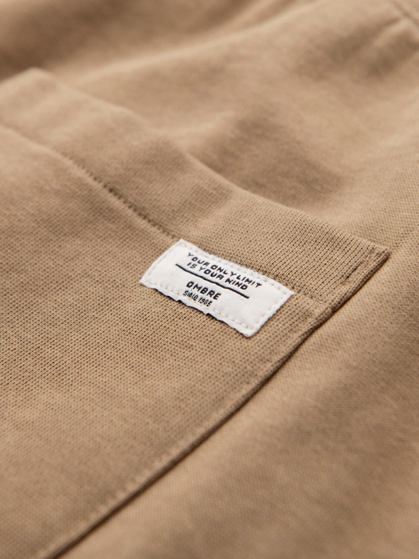 Ombre Clothing Pánské bavlněné tepláky BASIC s nepodšitou nohavicí - hnědé V2 OM-PABS-0304 Ombre Clothing