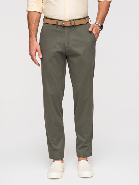 Ombre Clothing Pánské kalhoty chino REGULAR FIT - khaki V3 OM-PACP-0293 Ombre Clothing
