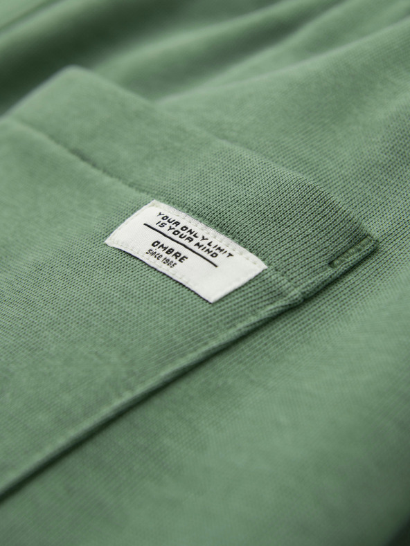 Ombre Clothing Pánské bavlněné tepláky BASIC s nepodšitou nohavicí - zelené V3 OM-PABS-0304 Ombre Clothing