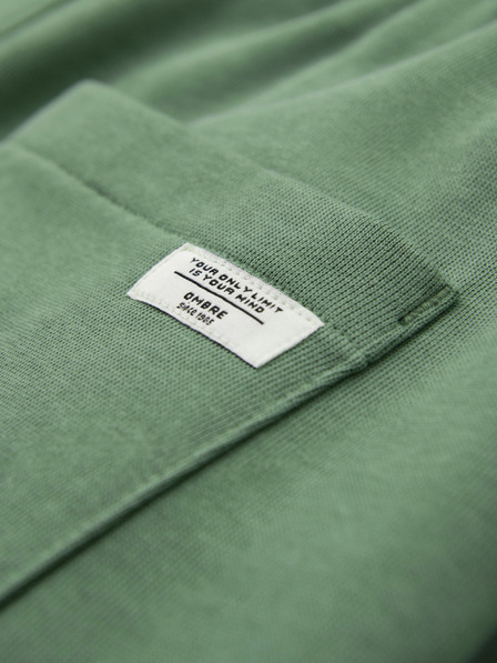 Ombre Clothing Pánské bavlněné tepláky BASIC s nepodšitou nohavicí - zelené V3 OM-PABS-0304 Ombre Clothing