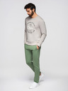 Ombre Clothing Pánské bavlněné tepláky BASIC s nepodšitou nohavicí - zelené V3 OM-PABS-0304 Ombre Clothing