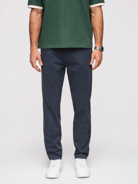 Ombre Clothing Pánské pevné kalhoty chino REGULAR FIT - tmavě modré V4 OM-PACP-0293 Ombre Clothing