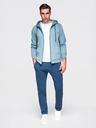 Ombre Clothing Pánské bavlněné teplákové kalhoty BASIC bez podšívky - tmavě modré V4 OM-PABS-0304 Ombre Clothing
