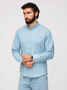 Ombre Clothing Pánská bavlněná košile z jemného denimu se vzorem - světle modrá V1 K702 Ombre Clothing