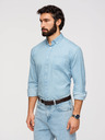 Ombre Clothing Pánská bavlněná košile z jemného denimu se vzorem - světle modrá V1 K702 Ombre Clothing