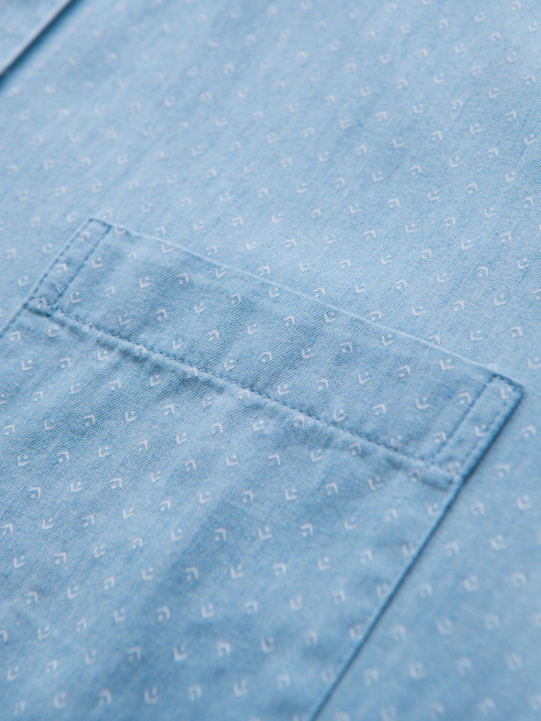 Ombre Clothing Pánská bavlněná košile z jemného denimu se vzorem - světle modrá V1 K702 Ombre Clothing