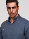 Ombre Clothing Pánská lněná košile s klasickým límcem a kapsami REGULAR FIT - modrá V4 OM-SHCS-0134 Ombre Clothing