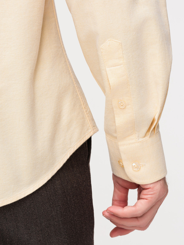 Ombre Clothing Pastelová bavlněná pánská košile oxford - světle žlutá V3 K705 Ombre Clothing