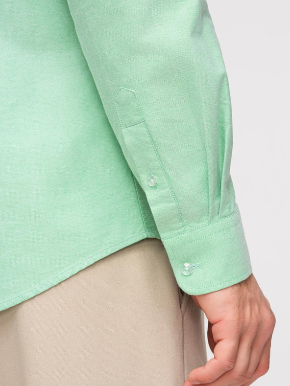 Ombre Clothing Pánská bavlněná košile oxford v pastelových barvách - máta V4 K705 Ombre Clothing