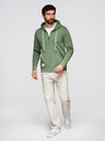 Ombre Clothing Pánská bavlněná mikina BASIC na zip s kapucí - zelená V3 OM-SSBZ-0272 Ombre Clothing