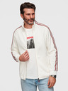 Ombre Clothing Pánská elastická mikina s kontrastním lemováním a vysokým límcem - krémová V2 B1715 Ombre Clothing