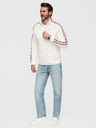 Ombre Clothing Pánská elastická mikina s kontrastním lemováním a vysokým límcem - krémová V2 B1715 Ombre Clothing