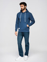 Ombre Clothing Pánská bavlněná mikina BASIC s klokankou a kapucí - tmavě modrá Ombre Clothing