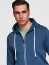 Ombre Clothing Pánská bavlněná mikina BASIC na zip s kapucí - tmavě modrá V4 OM-SSBZ-0272 Ombre Clothing