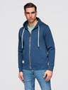 Ombre Clothing Pánská bavlněná mikina BASIC na zip s kapucí - tmavě modrá V4 OM-SSBZ-0272 Ombre Clothing