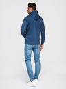 Ombre Clothing Pánská bavlněná mikina BASIC na zip s kapucí - tmavě modrá V4 OM-SSBZ-0272 Ombre Clothing