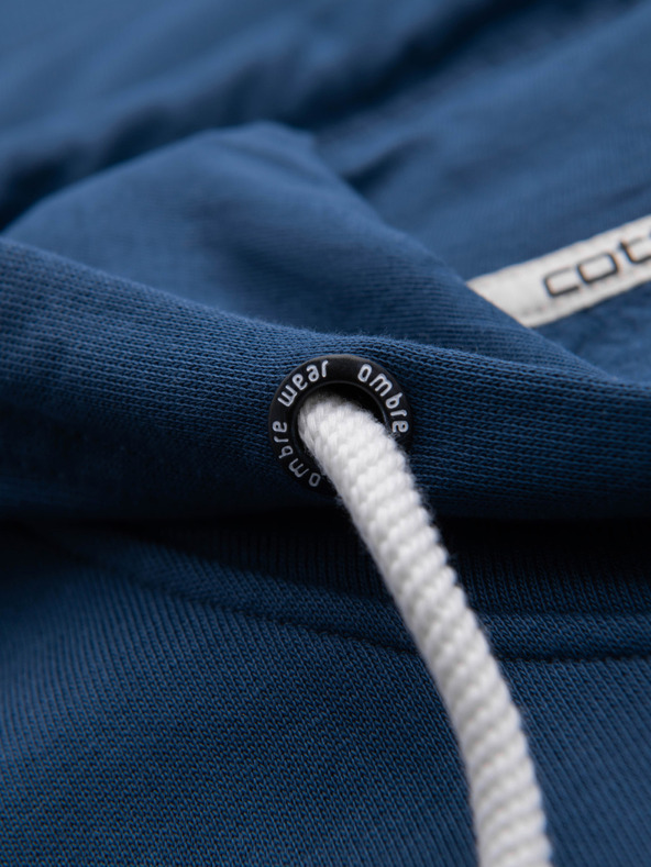 Ombre Clothing Pánská bavlněná mikina BASIC na zip s kapucí - tmavě modrá V4 OM-SSBZ-0272 Ombre Clothing