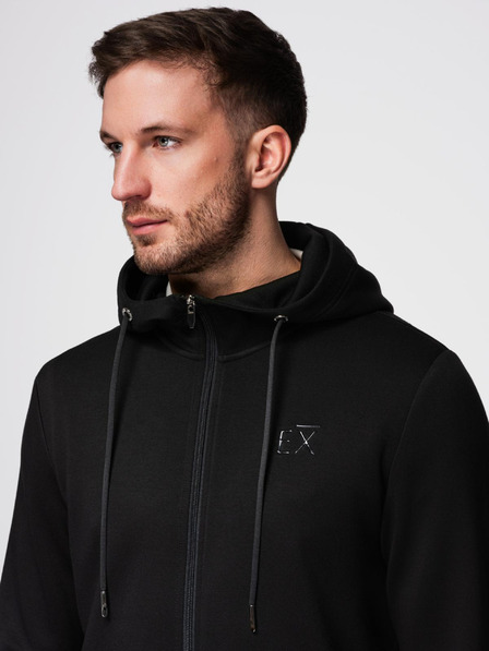 Ombre Clothing Pánská mikina s kapucí z hladkého úpletu - černá V1 OM-SZBC-0196 Ombre Clothing