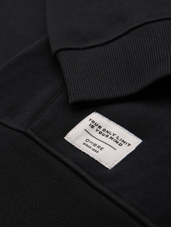 Ombre Clothing Pánská bavlněná mikina BASIC klokanka s kapucí - černá Ombre Clothing