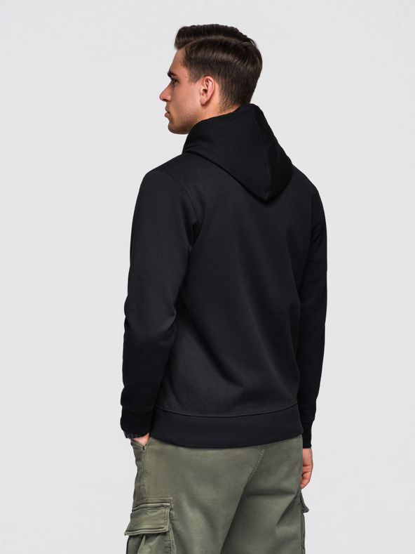 Ombre Clothing Pánská bavlněná elastická mikina BASIC s kapucí - černá V5 OM-SSBZ-0272 Ombre Clothing