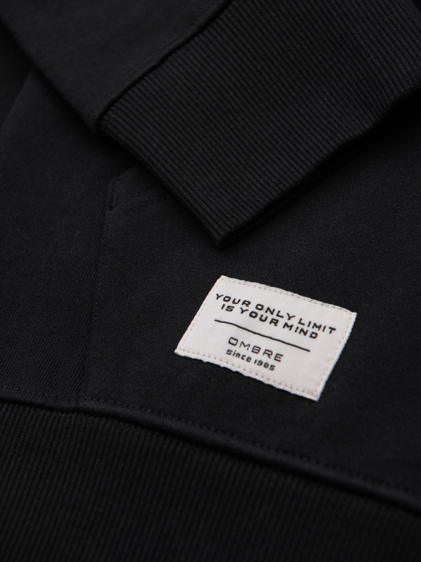 Ombre Clothing Pánská bavlněná elastická mikina BASIC s kapucí - černá V5 OM-SSBZ-0272 Ombre Clothing