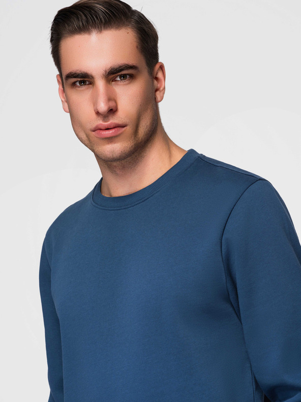 Ombre Clothing Pánská mikina BASIC s kulatým výstřihem - tmavě modrá Ombre Clothing