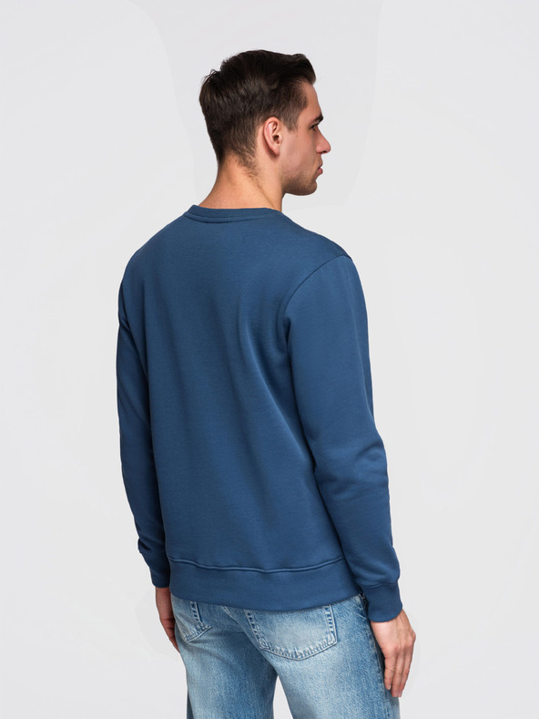 Ombre Clothing Pánská mikina BASIC s kulatým výstřihem - tmavě modrá Ombre Clothing