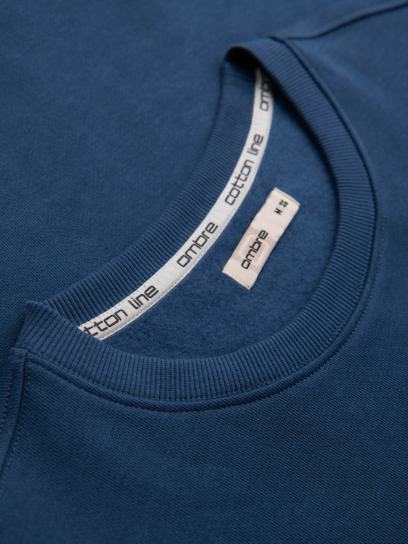 Ombre Clothing Pánská mikina BASIC s kulatým výstřihem - tmavě modrá Ombre Clothing
