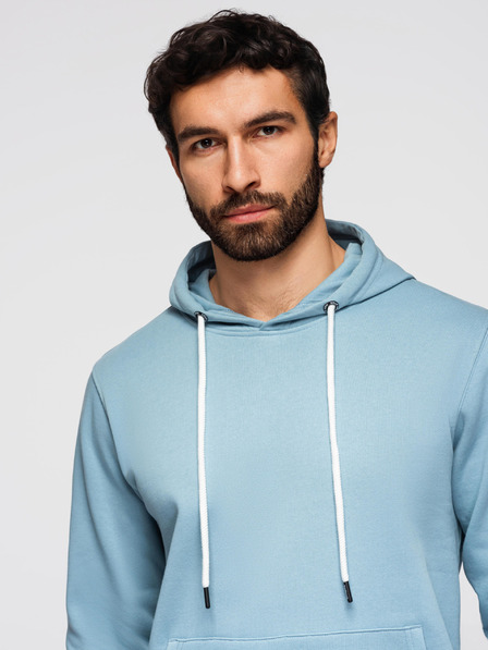 Ombre Clothing Pánská bavlněná mikina BASIC klokanka s kapucí - modrá Ombre Clothing