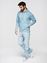 Ombre Clothing Pánská bavlněná mikina BASIC klokanka s kapucí - modrá Ombre Clothing