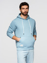 Ombre Clothing Pánská bavlněná mikina BASIC klokanka s kapucí - modrá Ombre Clothing