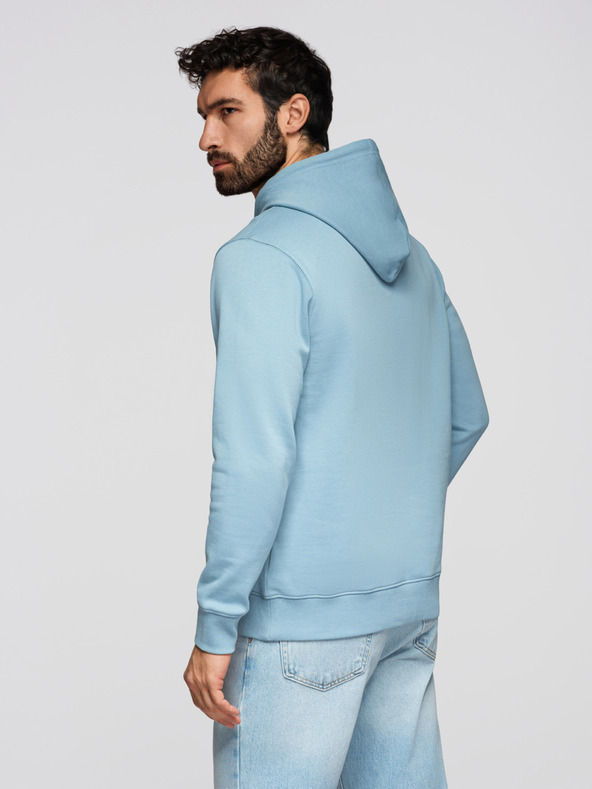 Ombre Clothing Pánská bavlněná mikina BASIC klokanka s kapucí - modrá Ombre Clothing