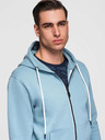 Ombre Clothing Pánská bavlněná elastická mikina BASIC s kapucí - modrá V7 OM-SSBZ-0272 Ombre Clothing