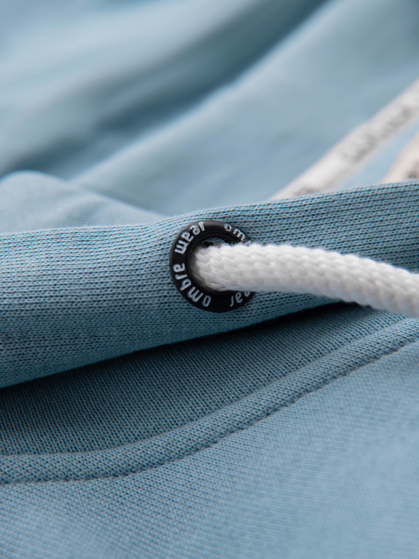 Ombre Clothing Pánská bavlněná elastická mikina BASIC s kapucí - modrá V7 OM-SSBZ-0272 Ombre Clothing