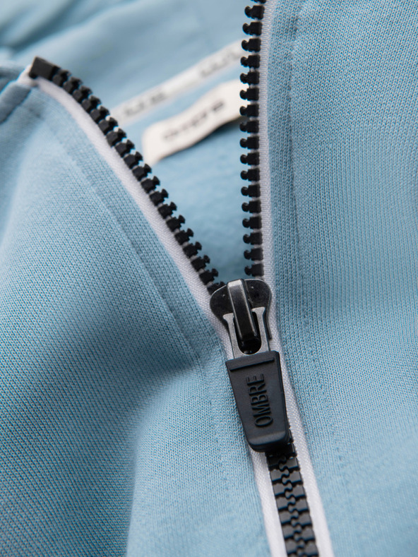 Ombre Clothing Pánská bavlněná elastická mikina BASIC s kapucí - modrá V7 OM-SSBZ-0272 Ombre Clothing