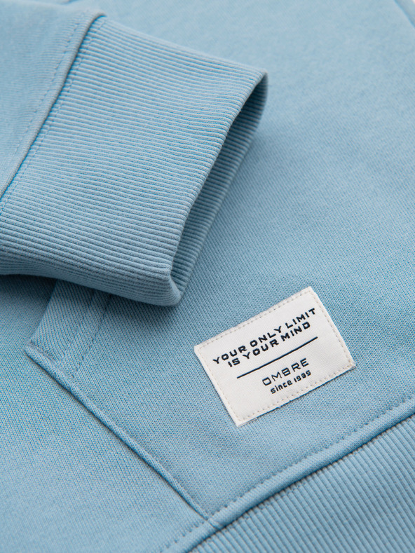 Ombre Clothing Pánská bavlněná elastická mikina BASIC s kapucí - modrá V7 OM-SSBZ-0272 Ombre Clothing