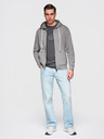 Ombre Clothing Pánská bavlněná mikina BASIC s kapucí na zip - šedá V8 OM-SSBZ-0272 Ombre Clothing