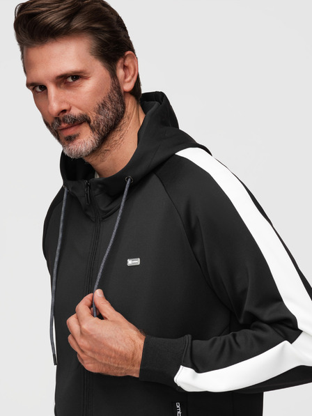 Ombre Clothing Pánská mikina na zip s kapucí a lemováním - černá V1 B1717 Ombre Clothing