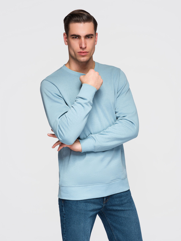 Ombre Clothing Pánská mikina BASIC s kulatým výstřihem - modrá Ombre Clothing