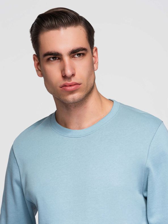 Ombre Clothing Pánská mikina BASIC s kulatým výstřihem - modrá Ombre Clothing