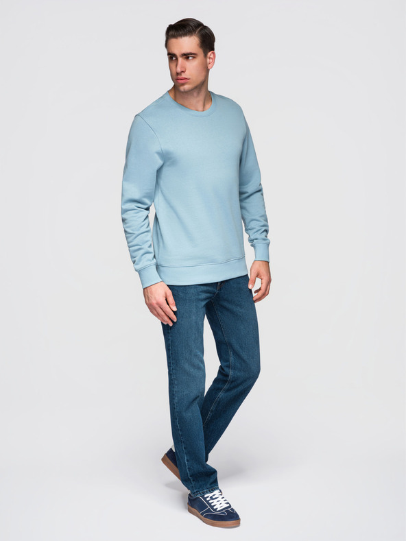 Ombre Clothing Pánská mikina BASIC s kulatým výstřihem - modrá Ombre Clothing