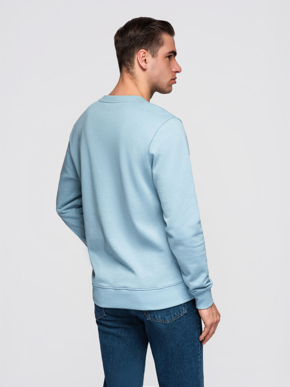 Ombre Clothing Pánská mikina BASIC s kulatým výstřihem - modrá Ombre Clothing