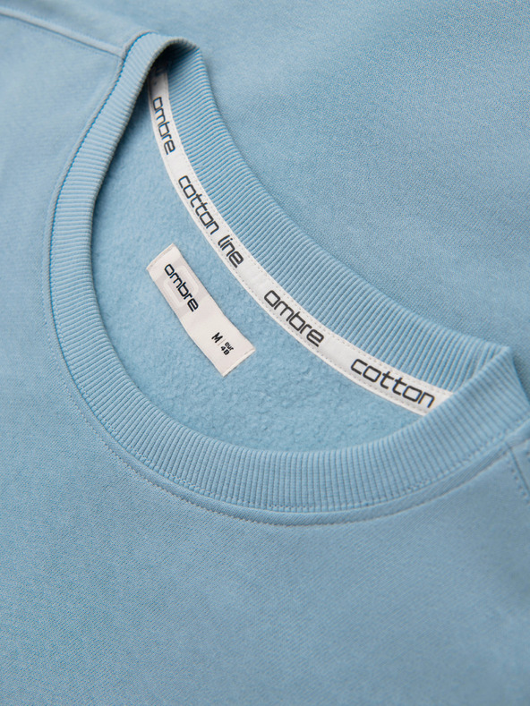 Ombre Clothing Pánská mikina BASIC s kulatým výstřihem - modrá Ombre Clothing