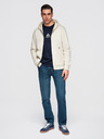 Ombre Clothing Pánská bavlněná elastická mikina s kapucí BASIC - krémová V11 OM-SSBZ-0272 Ombre Clothing