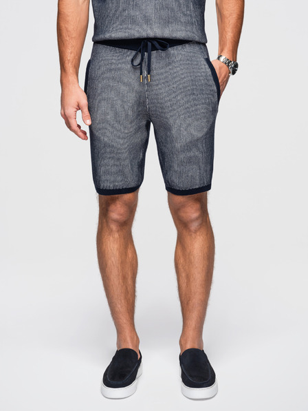 Ombre Clothing Pánské pletené šortky s nastavitelným pasem - tmavě modré V3 OM-SRCS-0202 Ombre Clothing