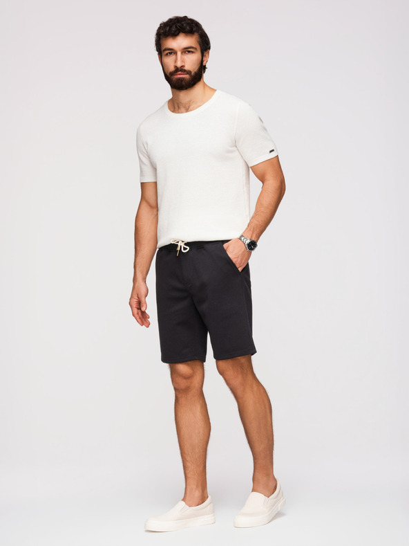 Ombre Clothing Pánské strukturální šortky REGULAR FIT - černé V2 OM-SRSK-0124 Ombre Clothing