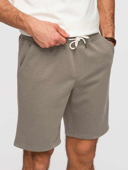 Ombre Clothing Pánské strukturované šortky REGULAR FIT - khaki V4 OM-SRSK-0124 Ombre Clothing