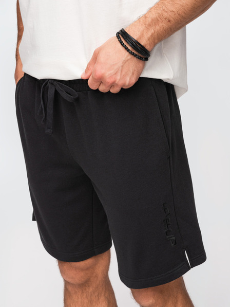 Ombre Clothing Pánské šortky REGULAR FIT z francouzského froté úpletu - černé V4 OM-SRSK-0196 Ombre Clothing