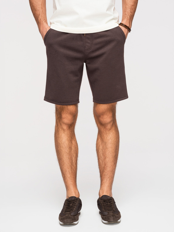 Ombre Clothing Pánské strukturální šortky REGULAR FIT - hnědé V5 OM-SRSK-0124 Ombre Clothing