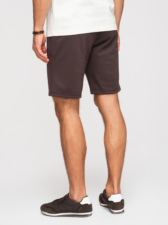 Ombre Clothing Pánské strukturální šortky REGULAR FIT - hnědé V5 OM-SRSK-0124 Ombre Clothing